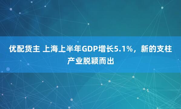 优配货主 上海上半年GDP增长5.1%，新的支柱产业脱颖而出